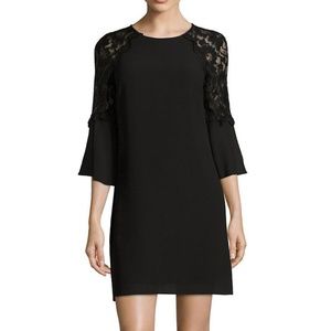 NWT Black Lace Bell Sleeve Cocktail Shift Dress 6